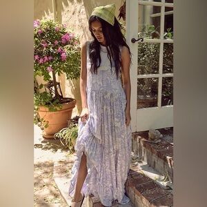 NWT Free People Tiers For You Lavender Floral Maxi Dress Sz XS